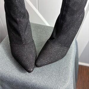 Brash Women’s Size 10 Spicy Sparkle Black Pointed Toe Slip On Heel Boot